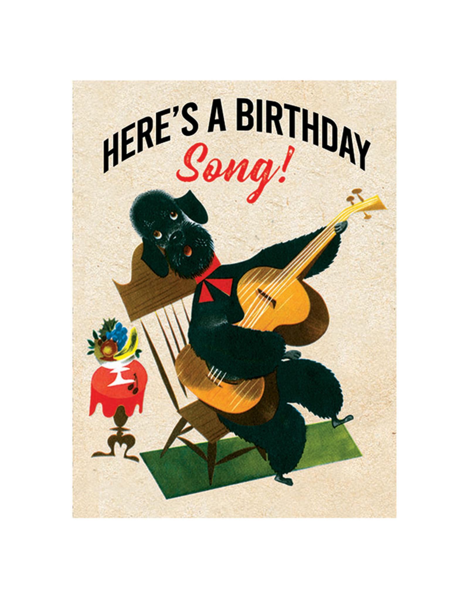 Laughing Elephant Poodle with a Guitar Notecard A7 Birthday