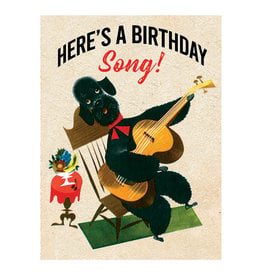 Laughing Elephant Poodle with a Guitar Notecard A7 Birthday
