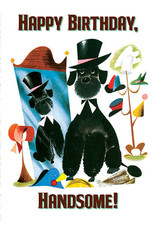 Laughing Elephant Poodle with a Top Hat Notecard A7 Birthday