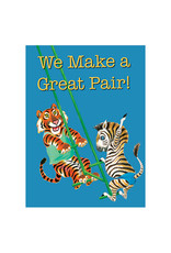 Laughing Elephant Tiger & Zebra on a Swing Notecard A7 Anniversary