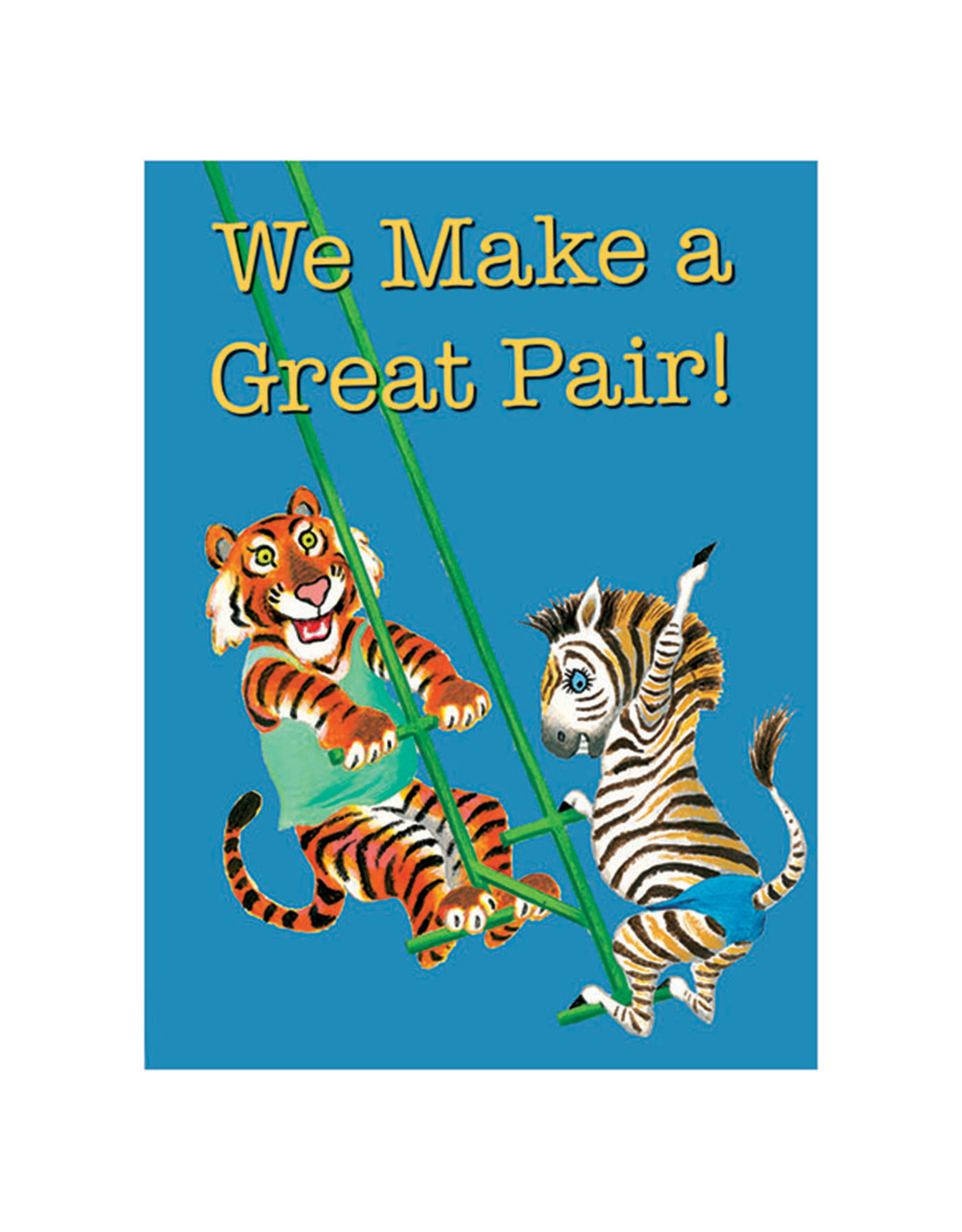 Laughing Elephant Tiger & Zebra on a Swing Notecard A7 Anniversary