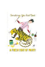 Laughing Elephant Tiger Being Painted Yellow  Notecard A7 Thinking of You