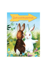 Laughing Elephant White Bunny Pointing Notecard A7 Birthday