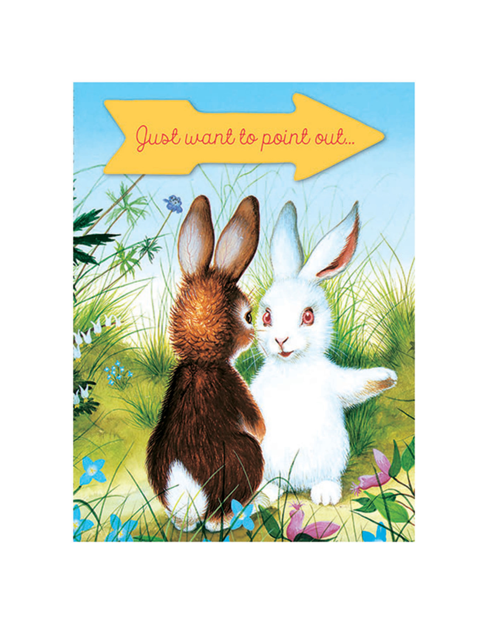Laughing Elephant White Bunny Pointing Notecard A7 Birthday