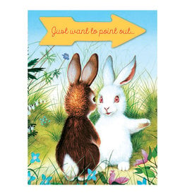 Laughing Elephant White Bunny Pointing Notecard A7 Birthday