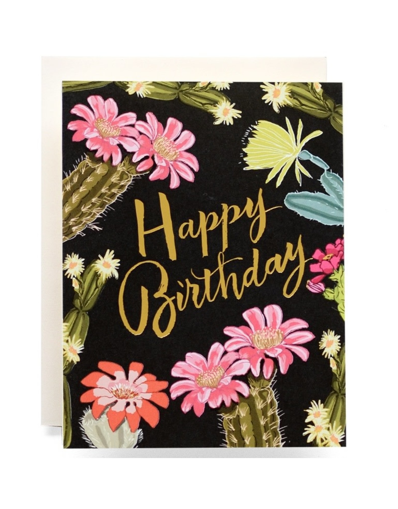 Antiquaria Cactus Blooms Birthday A2 Greeting Card