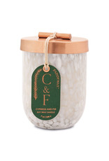 Paddywax Cypress & Fir 7oz White Cheena Glass with Brushed Copper Lid + Hang Tag