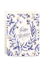 Antiquaria Cobalt & Canary Birthday A2 Greeting Card