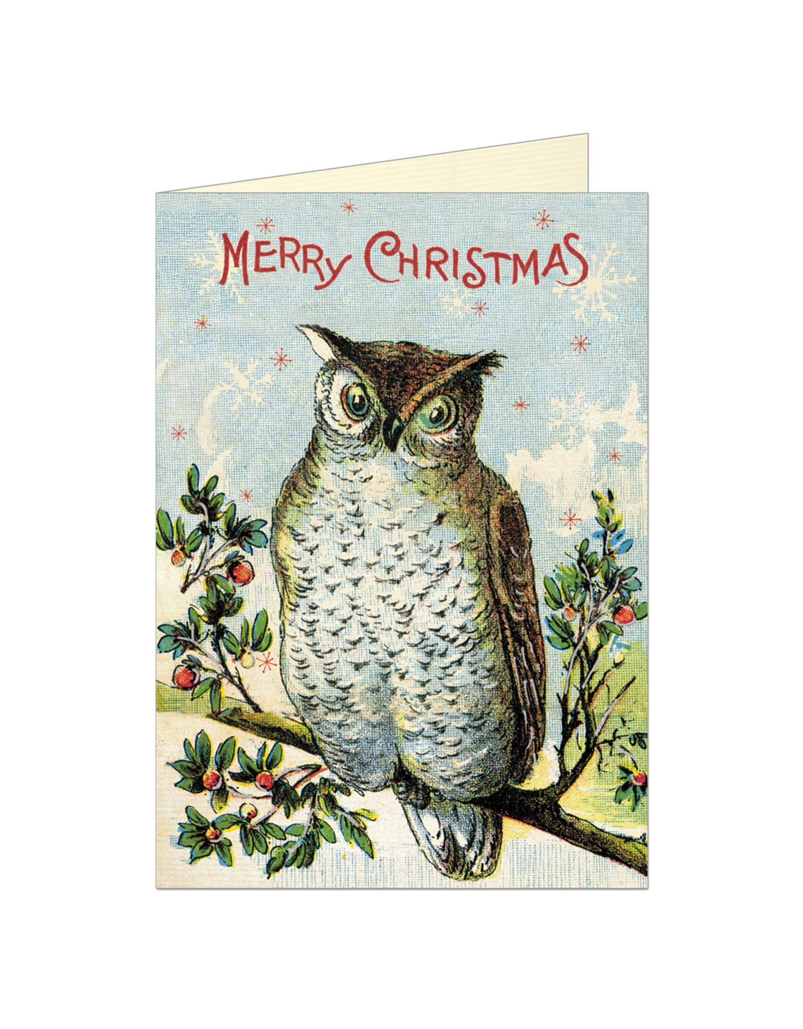 Cavallini Papers & Co. Merry Christmas Owl Brittany Notecard