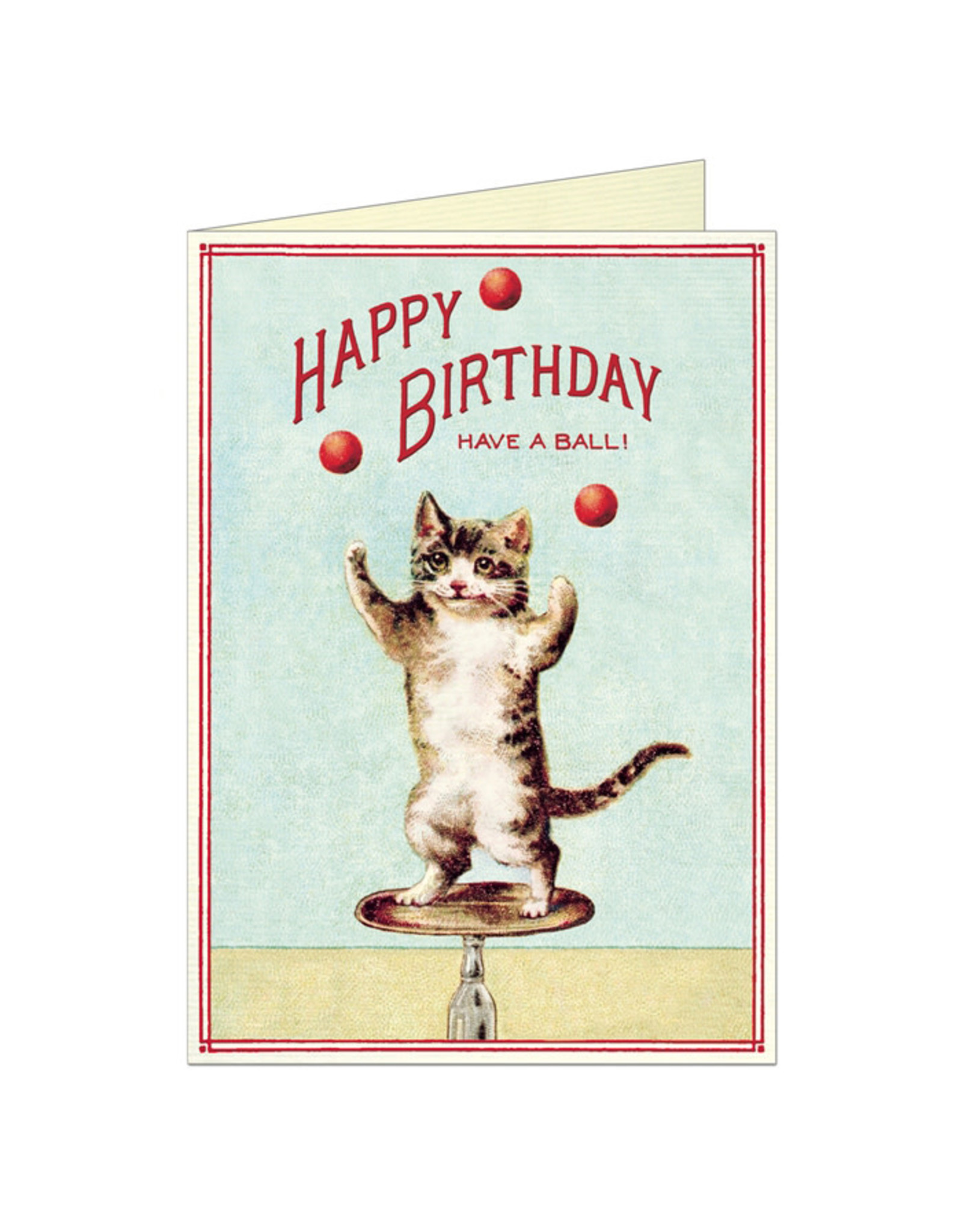 Cavallini Papers & Co. Happy Birthday Juggling Cat  Brittany Notecard