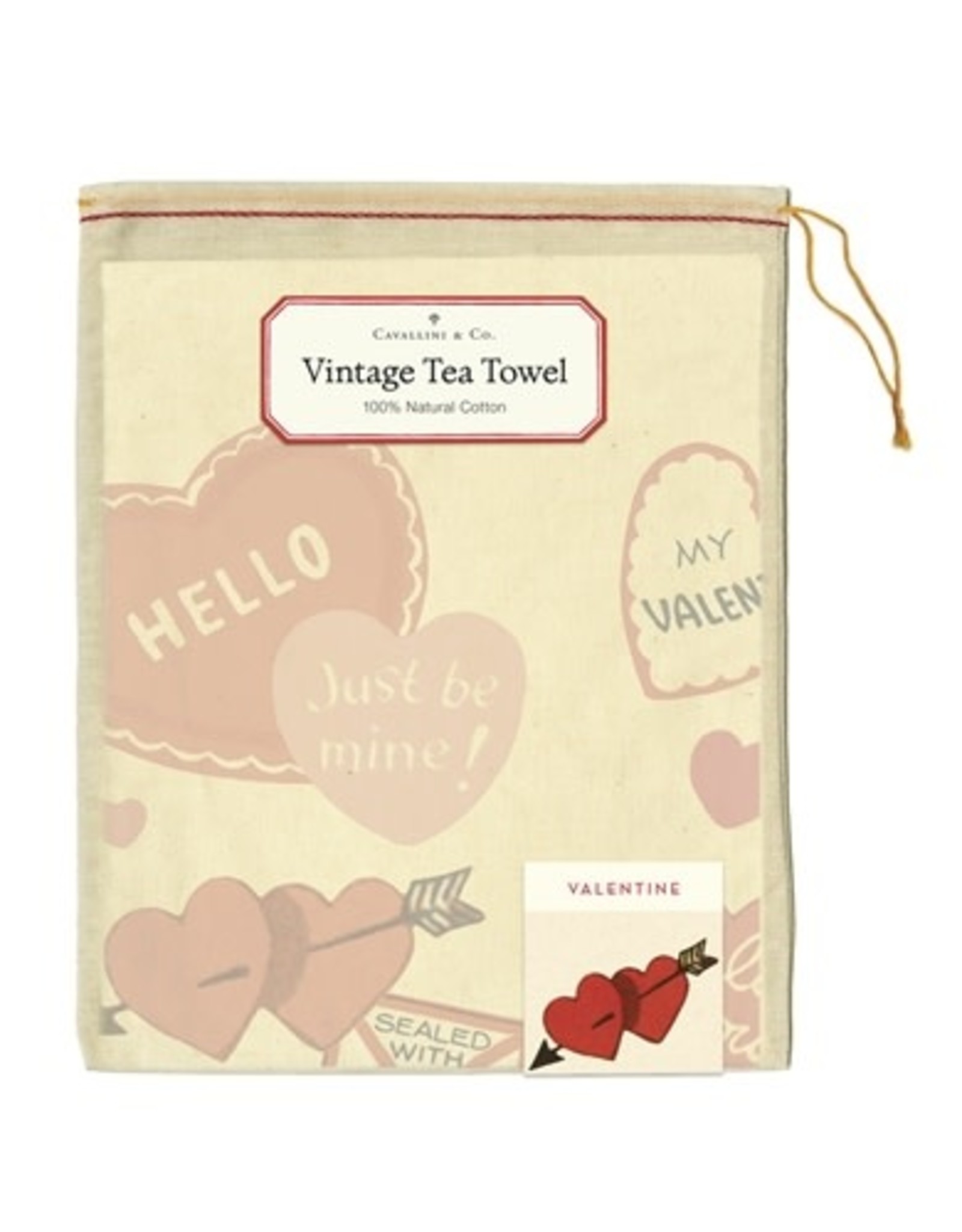 Cavallini Papers & Co. Valentine Hearts Tea Towel