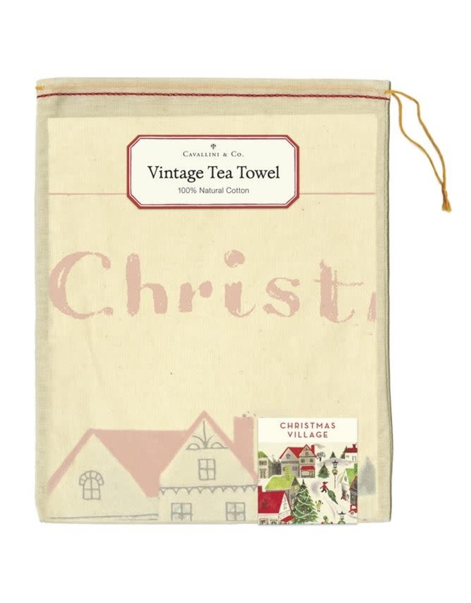 Cavallini Papers & Co. Christmas Village Tea Towel
