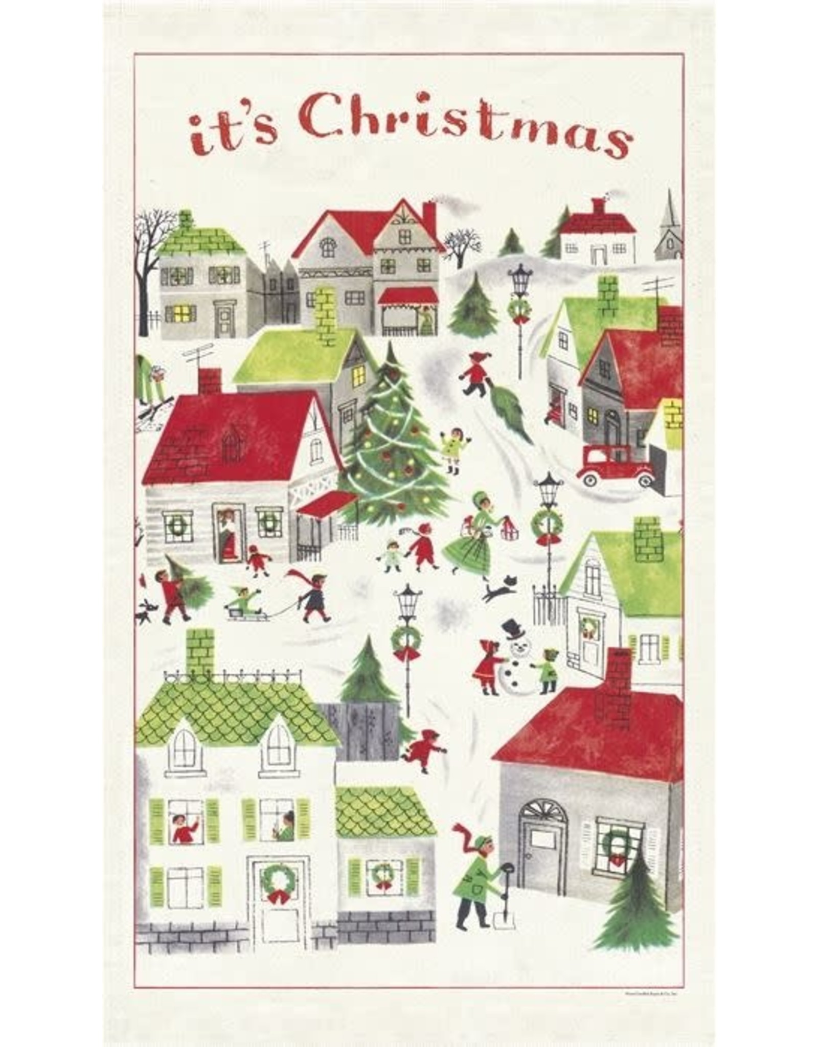 Cavallini Papers & Co. Christmas Village Tea Towel