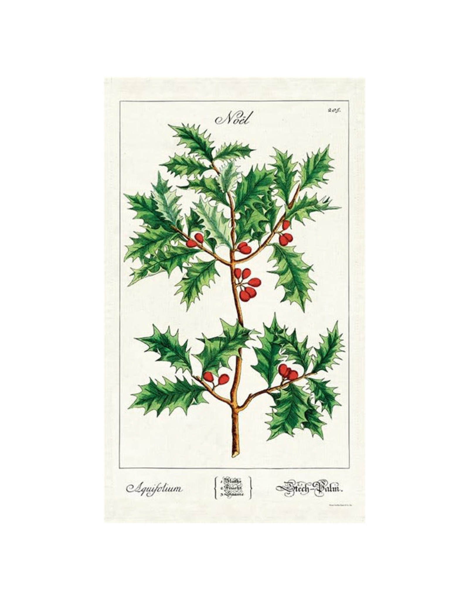 Cavallini Papers & Co. Holly Christmas Tea Towel