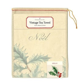 Cavallini Papers & Co. Holly Christmas Tea Towel