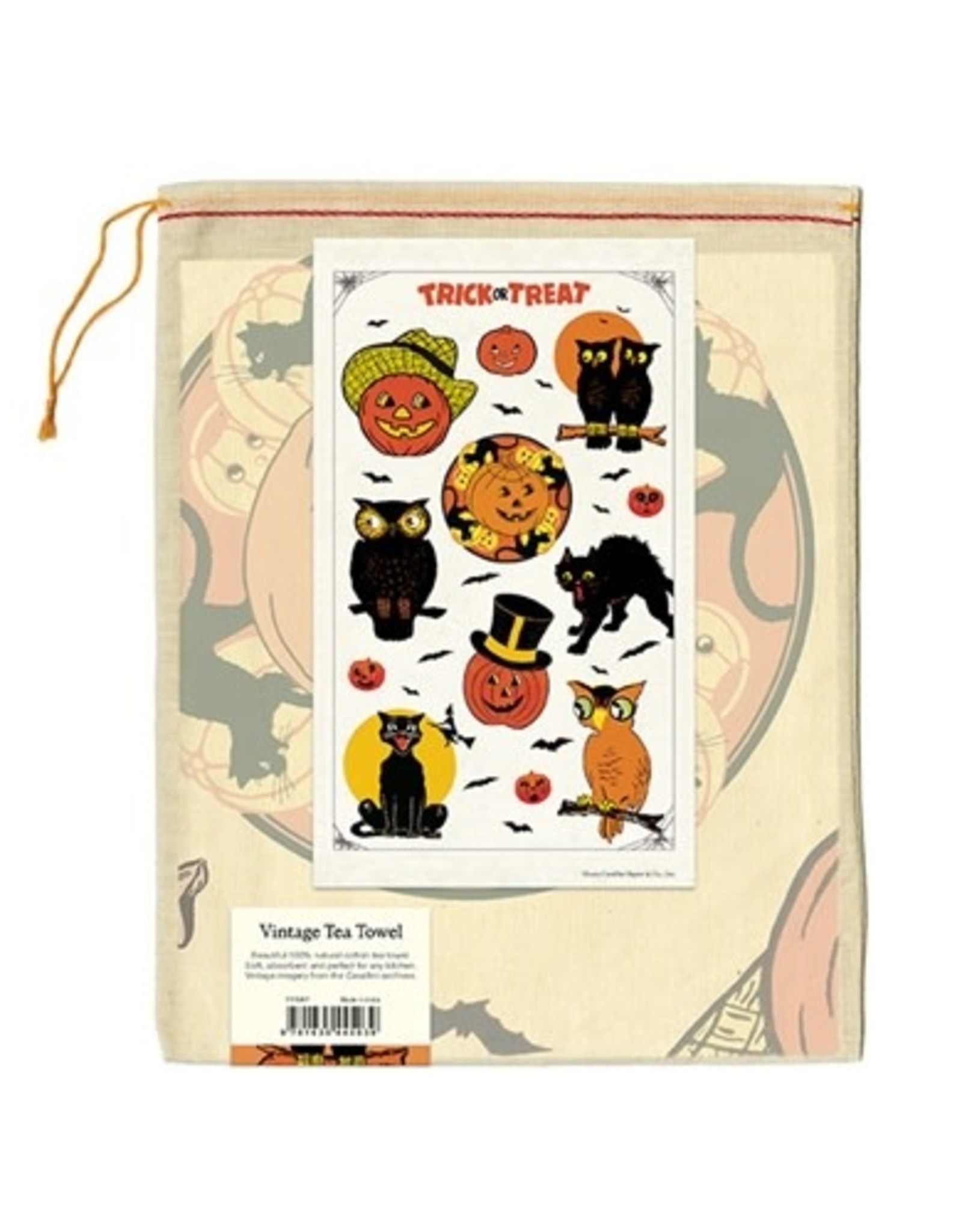 Cavallini Papers & Co. Trick or Treat Halloween Tea Towel