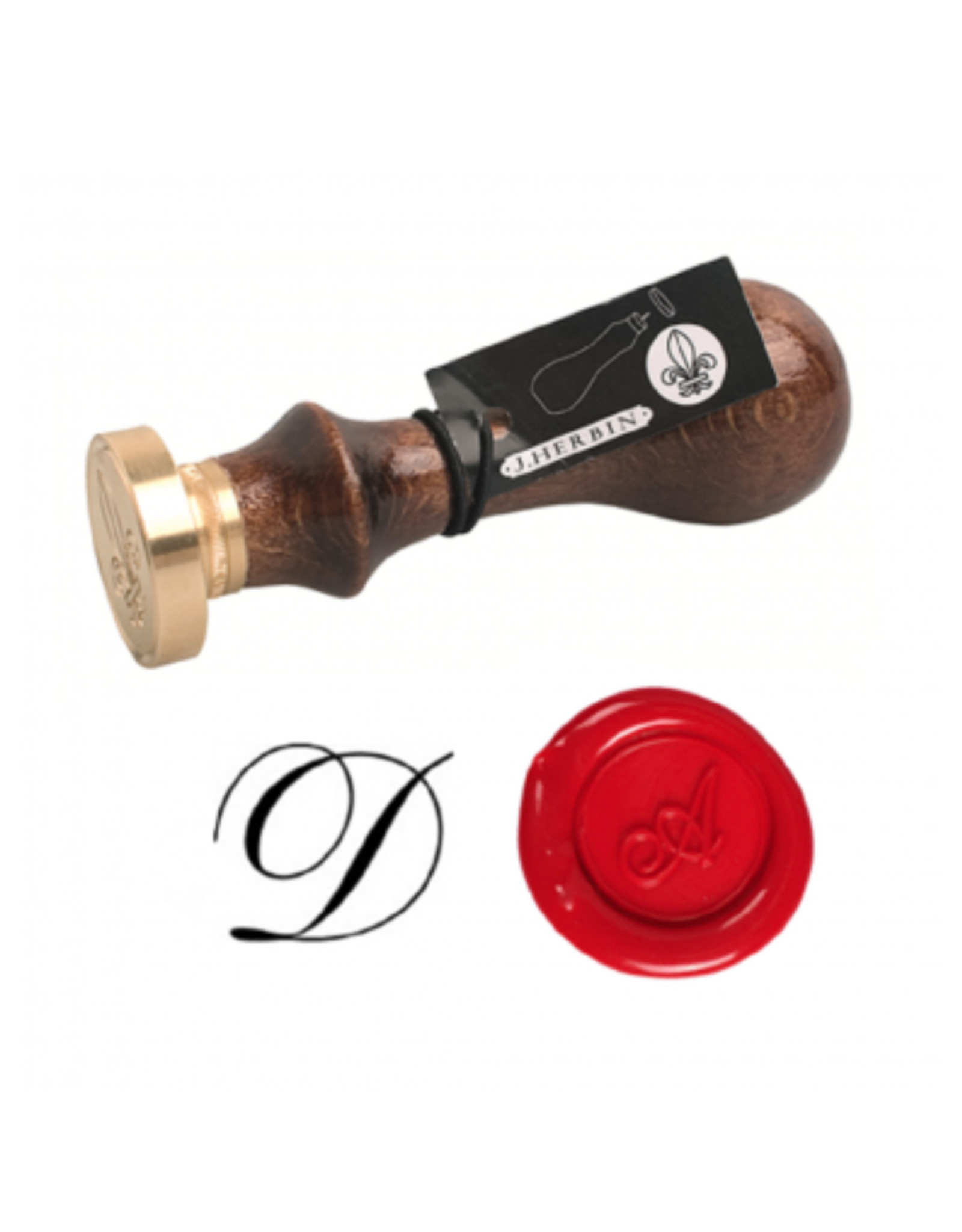 J. Herbin "D" Script Old Style Letter Seal + Handle