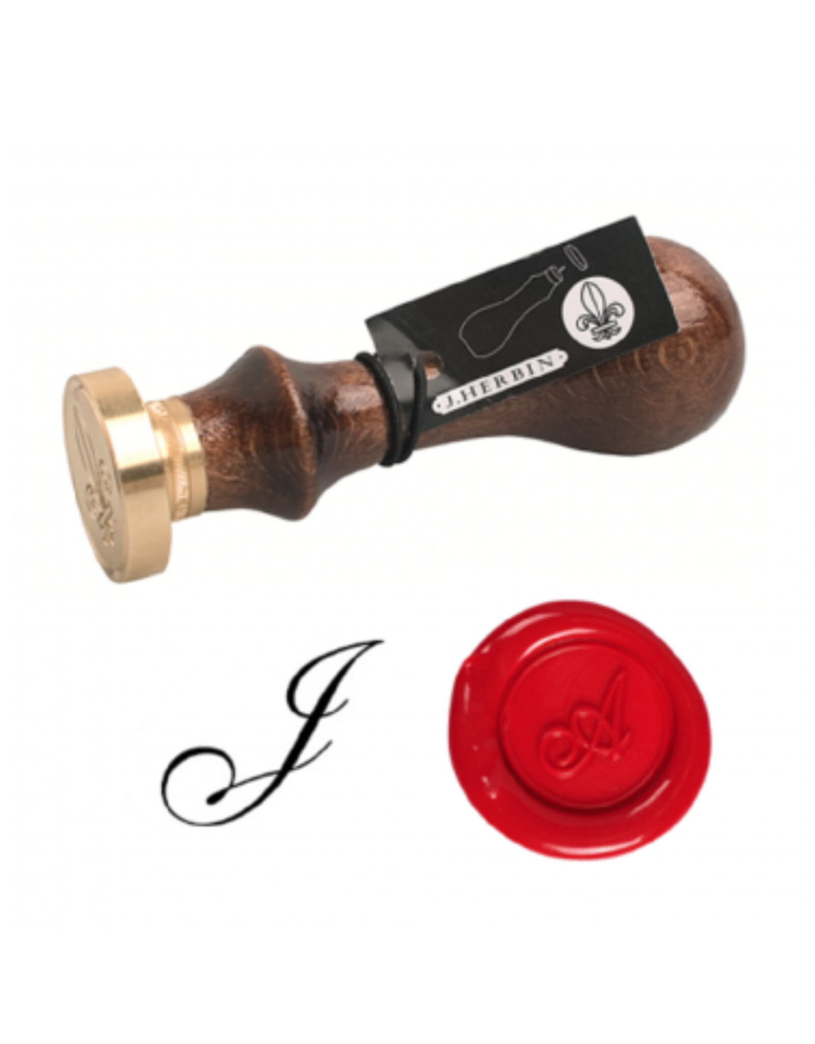 J. Herbin "J" Script Old Style Letter Seal + Handle