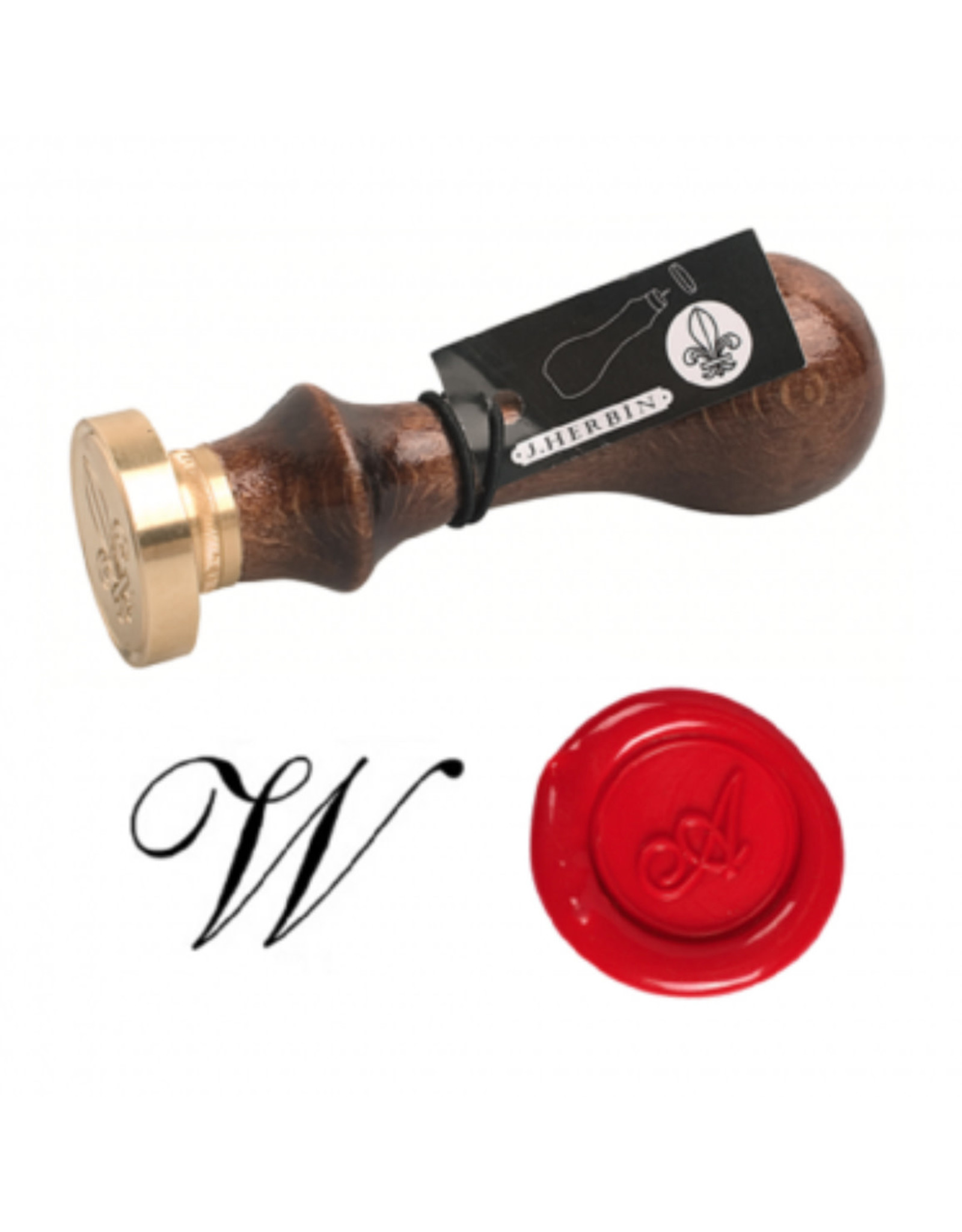 J. Herbin "W" Script Old Style Letter Seal + Handle