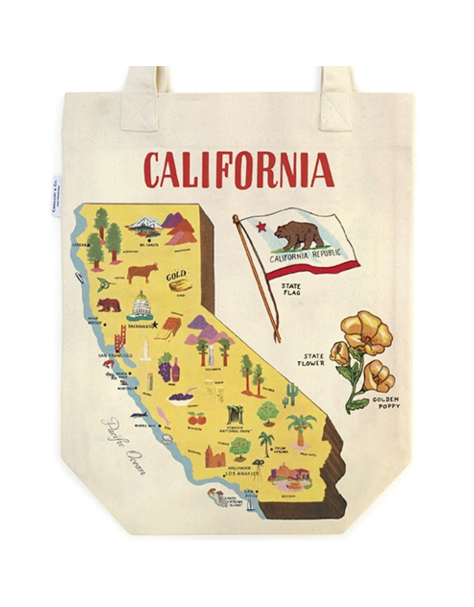 Cavallini Papers & Co. Map of California Tote Bag