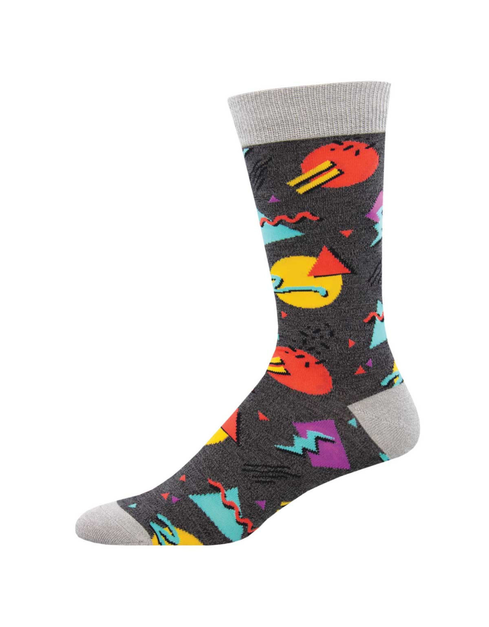 Socksmith Design 90's Vibes Charcoal Heather 10-13 Men's Bamboo Crew Socks