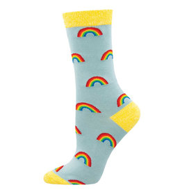 Socksmith Design On the Bright Side Blue Heather 9-11 Women's Bamboo Crew Socks