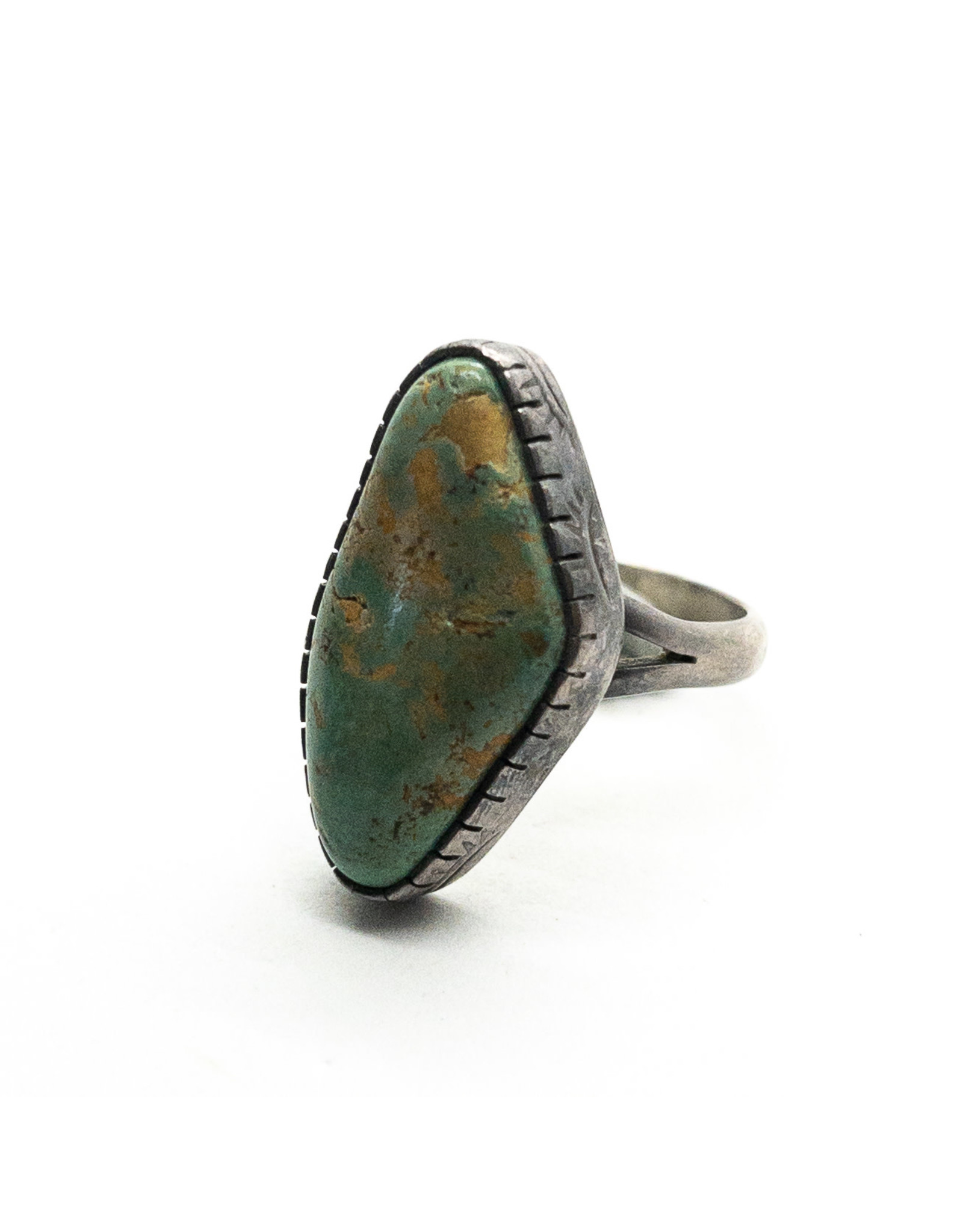Vintage Southwest-Style Green Turquoise Sterling Ring