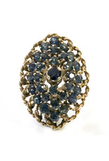 18K Gold Oval Ring with 31 Sapphires