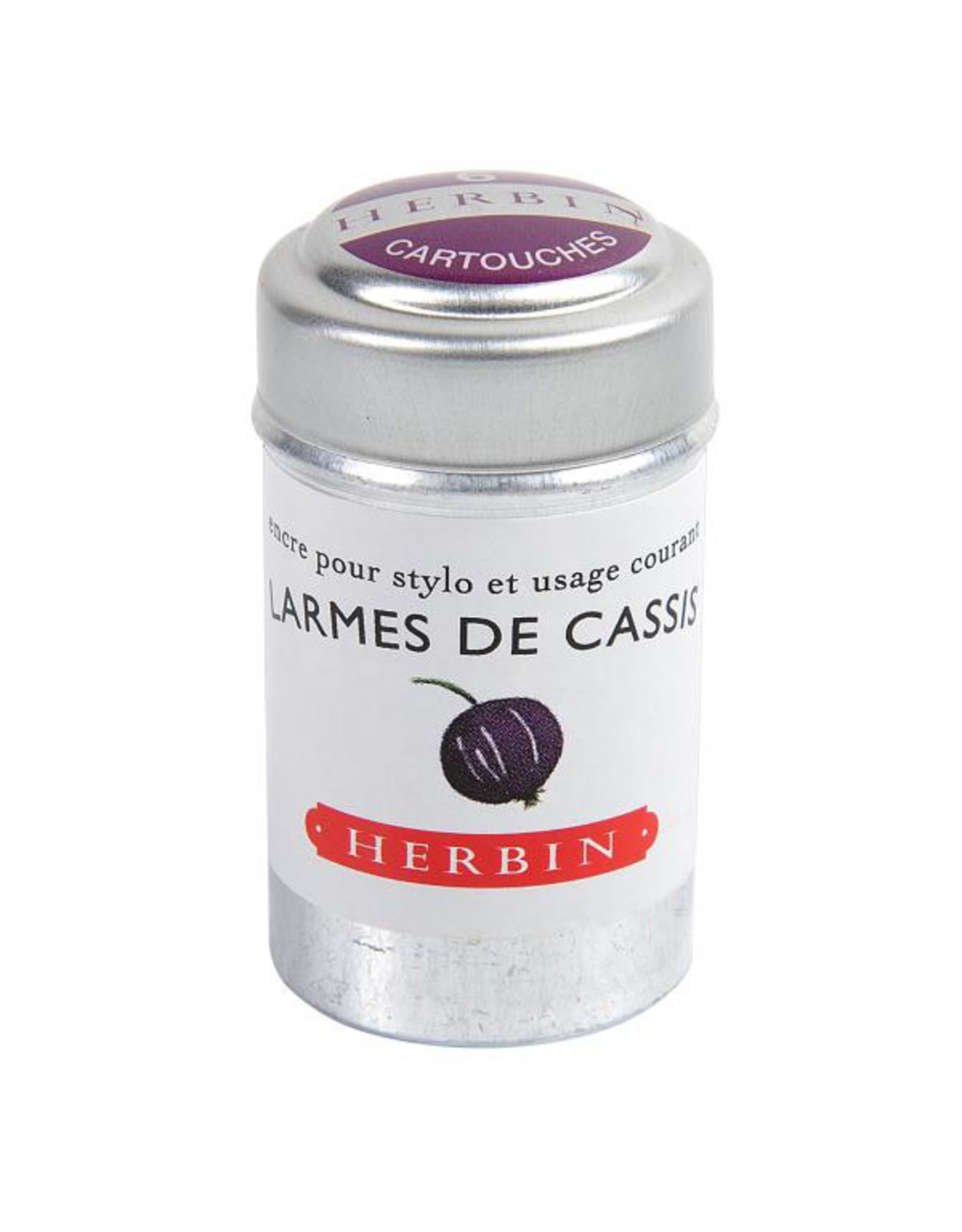 J. Herbin Larmes de Cassis 6 Cartridges Tin Dark Purple Ink