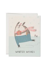 Red Cap Cards Ice Skating Christmas A2 Notecard