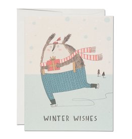 Red Cap Cards Ice Skating Christmas A2 Notecard