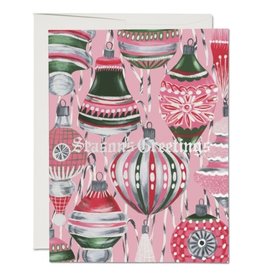 Red Cap Cards Retro Ornaments Christmas A2 Box of 8 Notecards