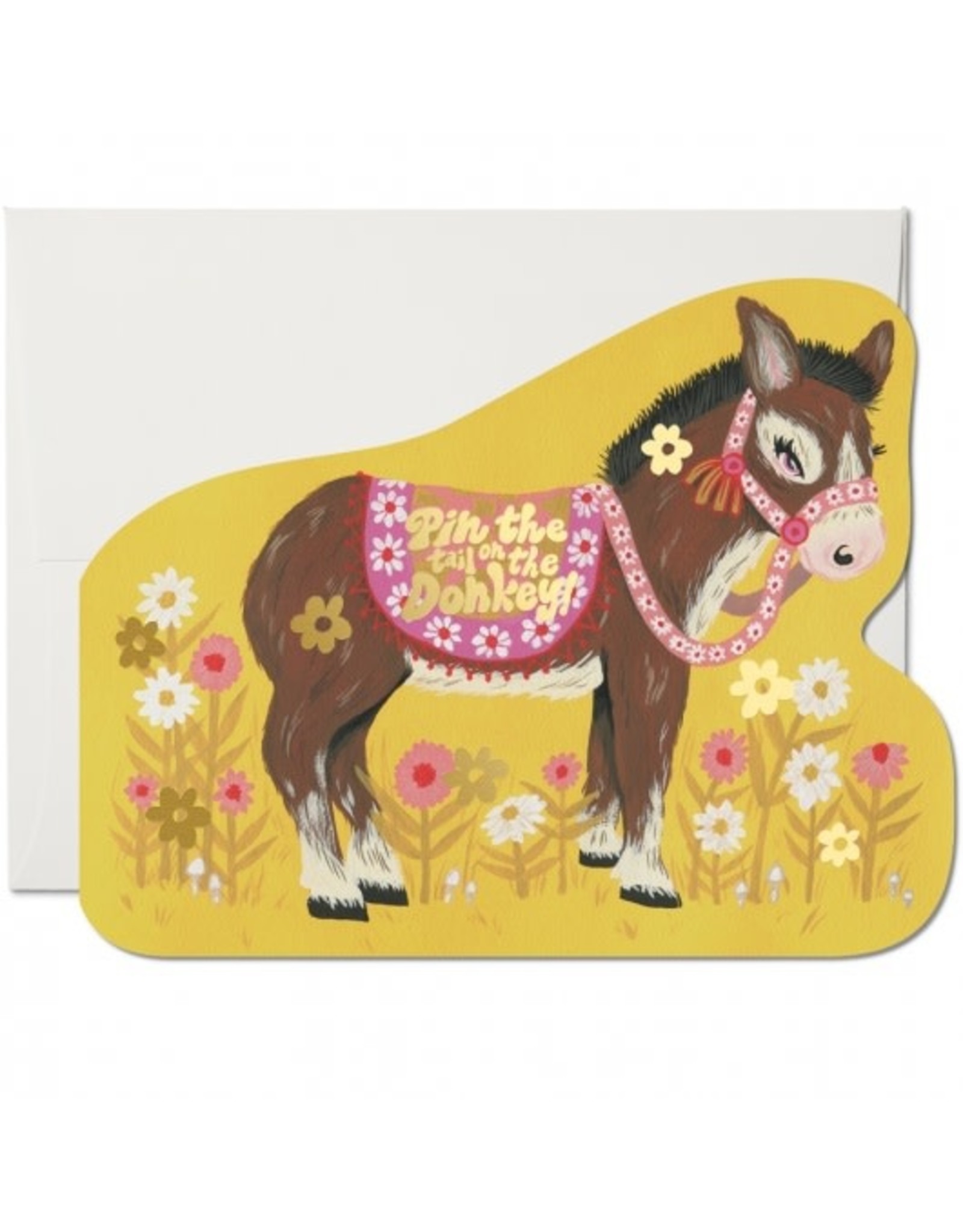 Red Cap Cards Pin The Tail Donkey Die Cut Birthday A7 Notecard