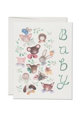 Red Cap Cards Pink Noses Baby A2 Notecard