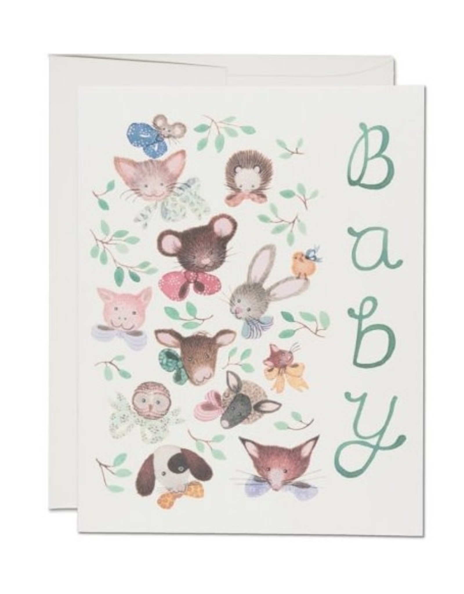 Red Cap Cards Pink Noses Baby A2 Notecard