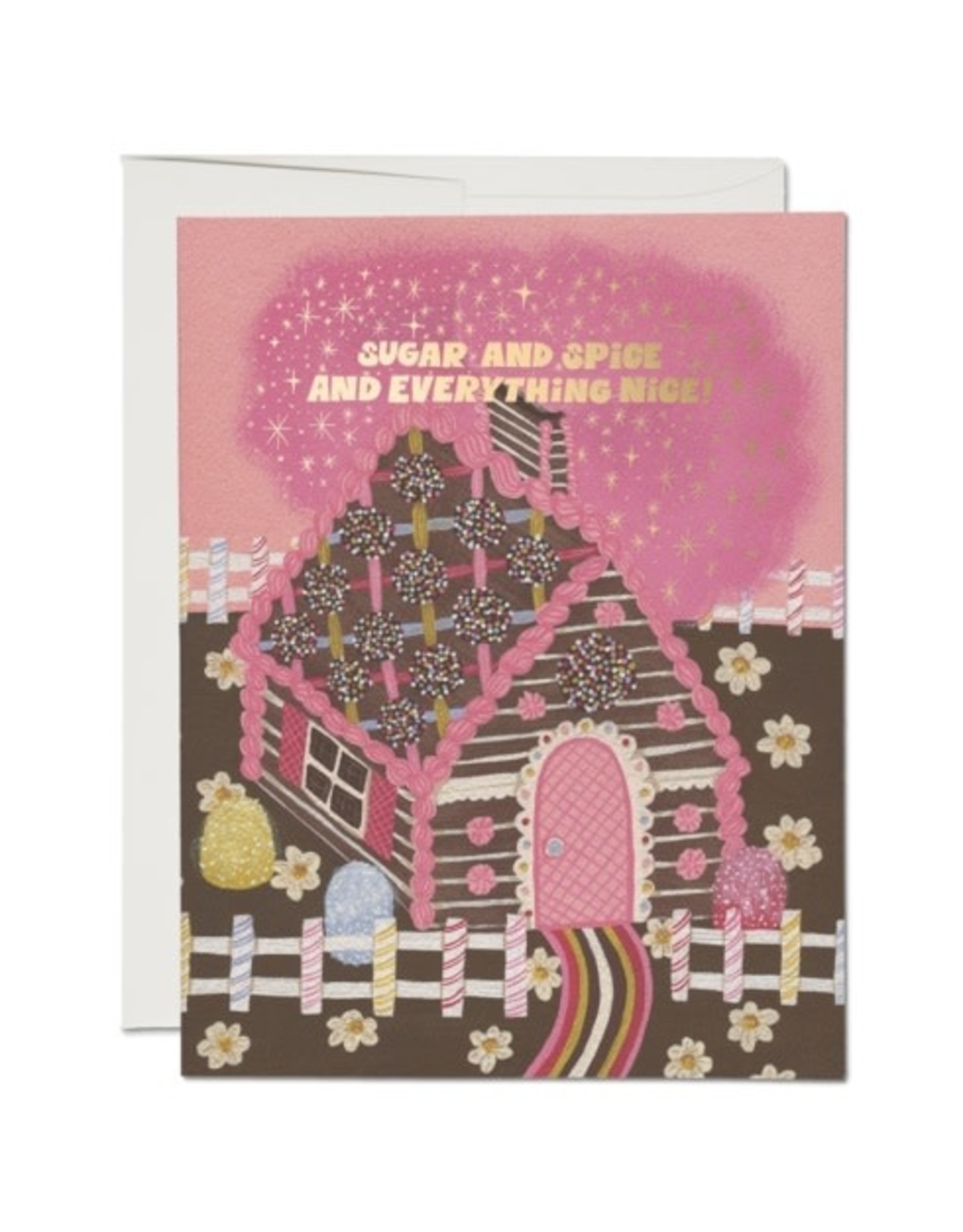 Red Cap Cards Gingerbread House Christmas A2 Notecard