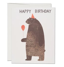 Red Cap Cards Party Bear Birthday A2 Notecard