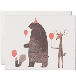 Red Cap Cards Party Animals Birthday A2 Notecard