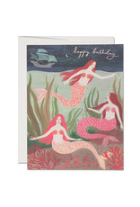 Red Cap Cards Mermaids Birthday A2 Notecard