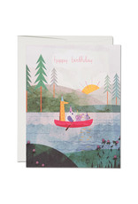 Red Cap Cards Four Canoe Birthday A2 Notecard