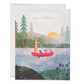 Red Cap Cards Four Canoe Birthday A2 Notecard