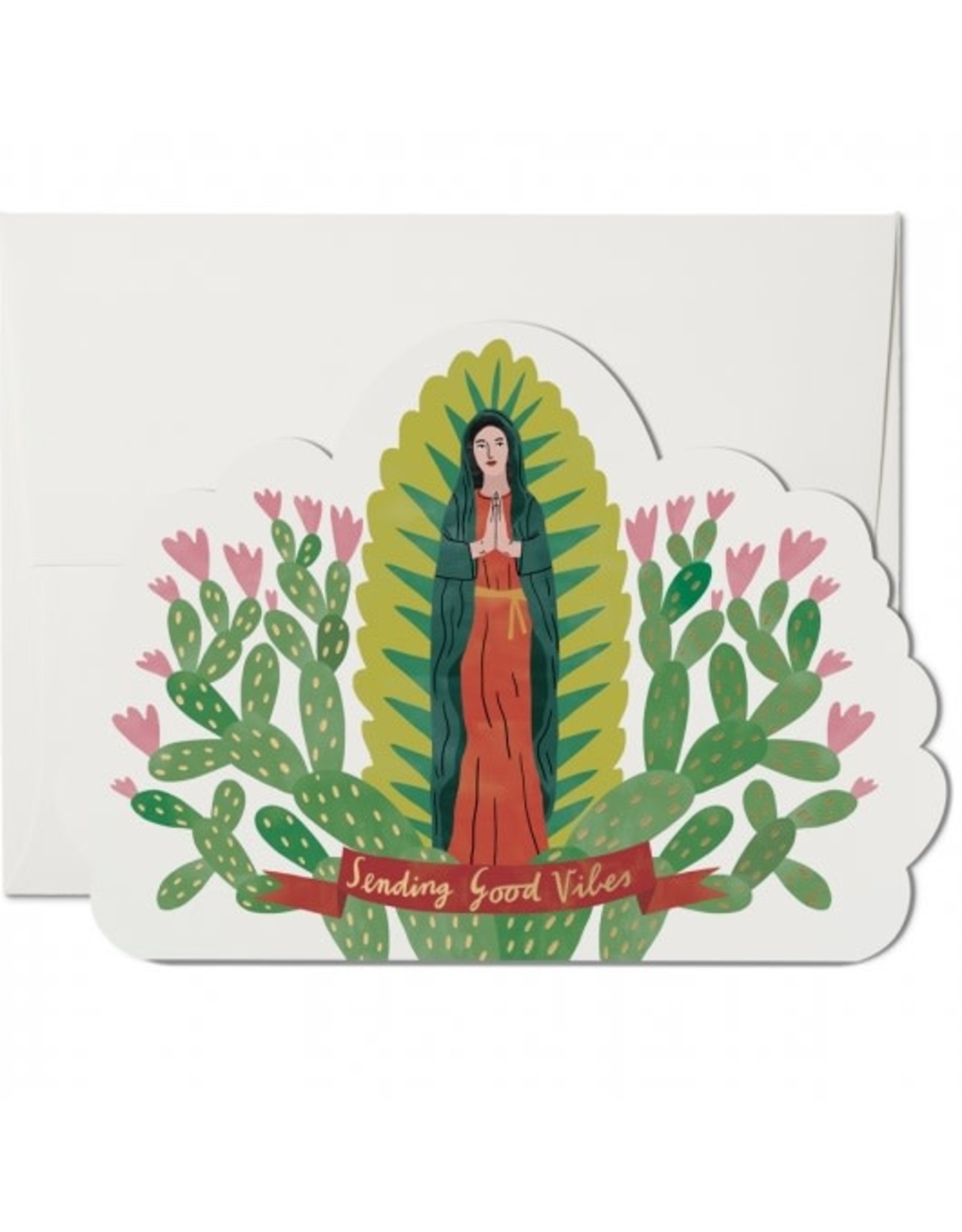 Red Cap Cards Saintly Vibes Die Cut Get Well A7 Notecard