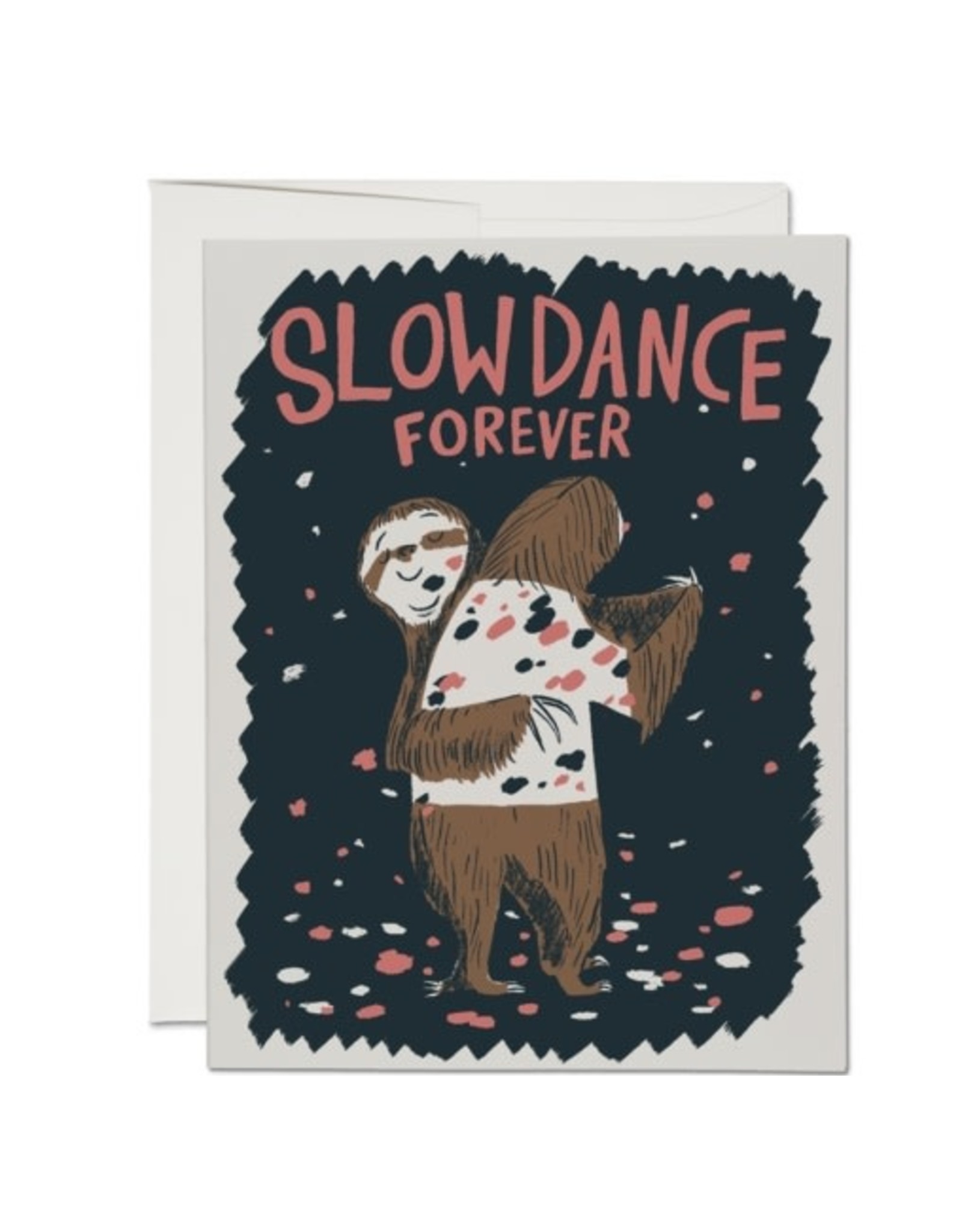 Red Cap Cards Slow Dance Sloths Love A2 Notecard