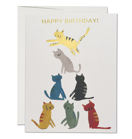 Red Cap Cards Gold Kitty Birthday A2 Notecard