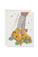 Red Cap Cards Roller Skate Birthday A2 Notecard