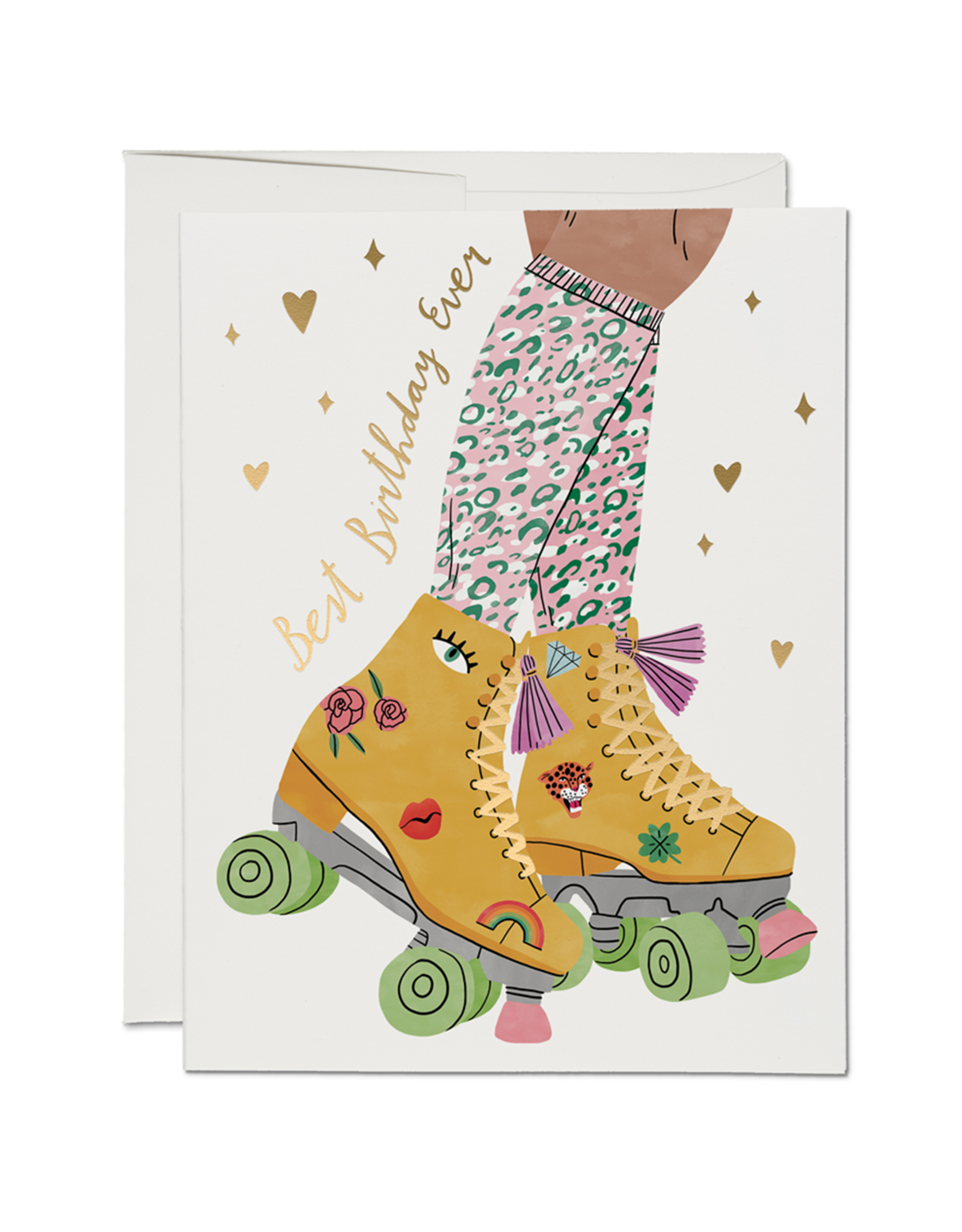 Red Cap Cards Roller Skate Birthday A2 Notecard