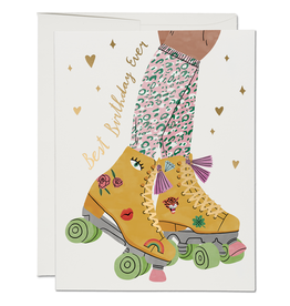 Red Cap Cards Roller Skate Birthday A2 Notecard