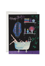 Red Cap Cards Bathtub Bubbles Birthday A2 Notecard
