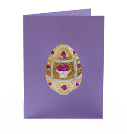 Paula Skene Designs Massage Inside Flower Basket Egg Easter on Purple A6 Notecard