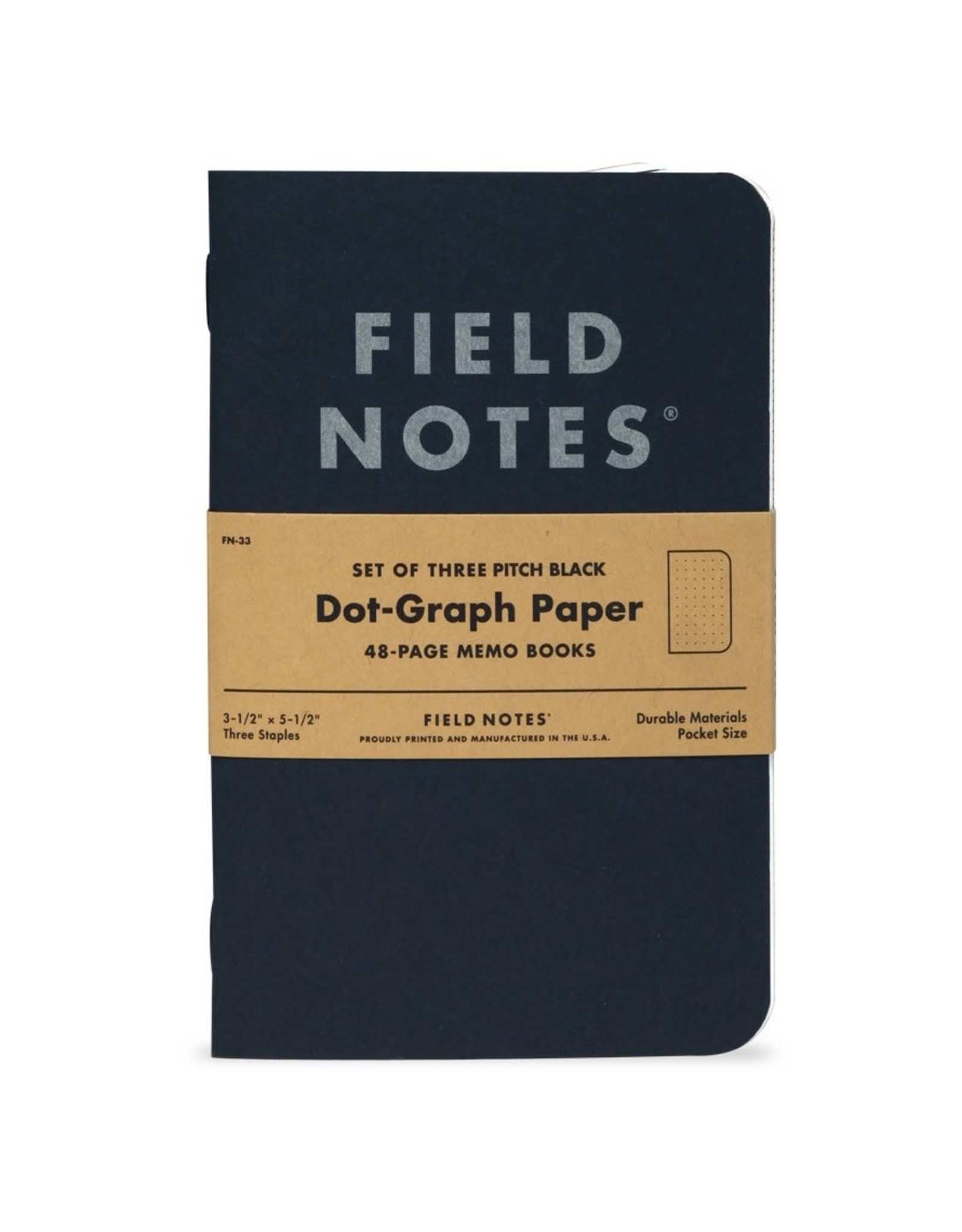 Field Notes Brand Pitch Black Dot Graph Memo Book 3-Pack